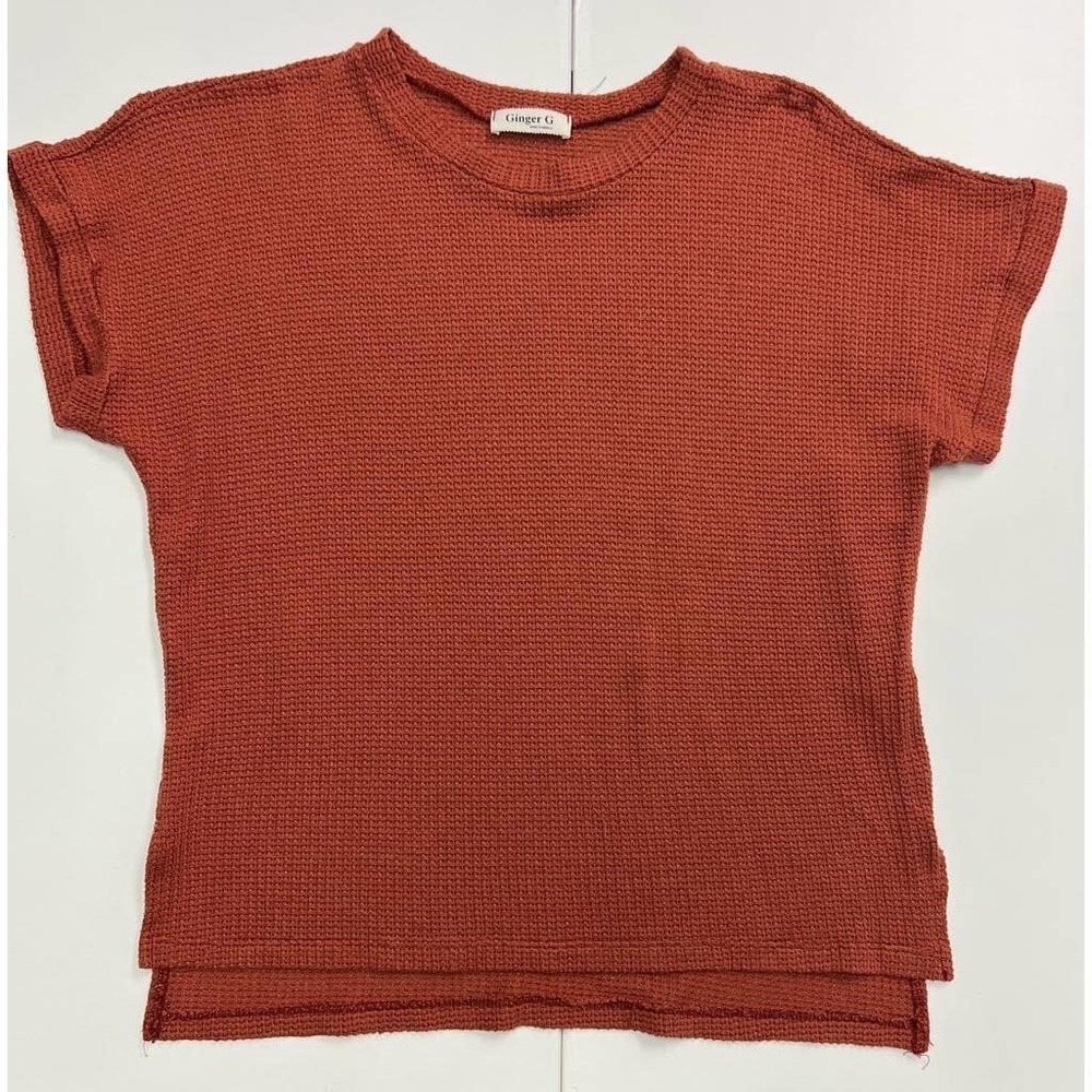 Blouse Ginger G  Orange Short Sleeve, Size M